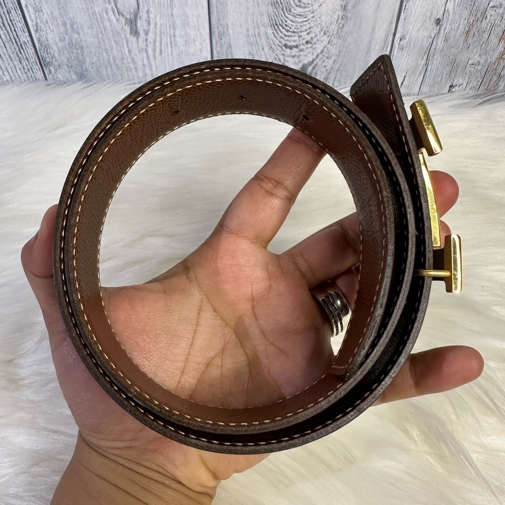 HERMES reversible leather belt in gold hardware - Picture 9 of 16